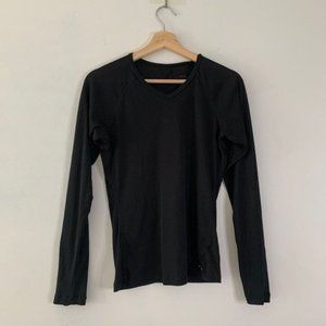 Patagonia Womens Capilene Base Layer V-Neck Long Sleeve Tee Size Medium M Black